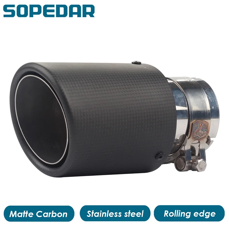 SOPEDAR 3k прямой углеродный + нержавеющая наконечник выхлопной трубы автомобиля