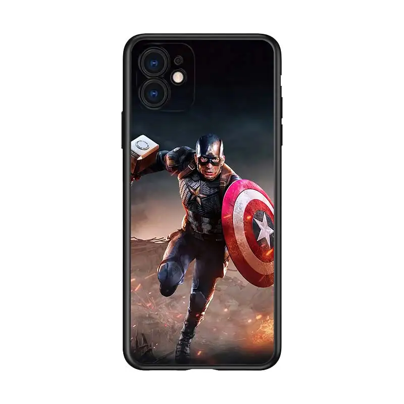 

Captain America cool for Apple iPhone 12 Pro Max Mini 11 Pro XS Max X XR 6S 6 7 8 Plus 5S SE2020 Soft Black Phone Case