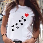 Женская футболка с рисунком Собачья лапа и надписью Love