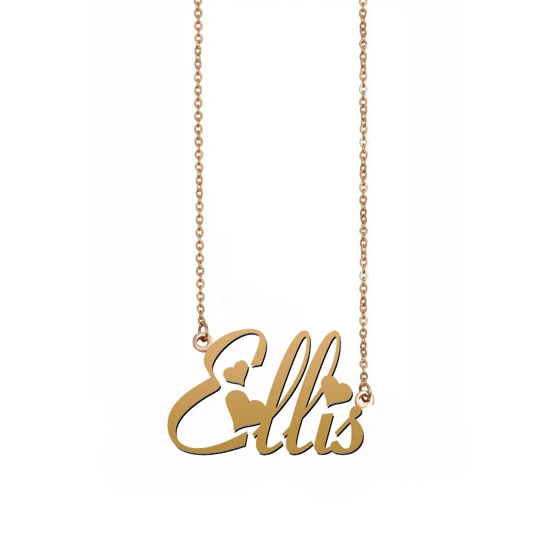 Ellis Custom Name Necklace Personalized Gold Plated Stainless Steel for Women Girls Best Friends Birthday Christmas Gift