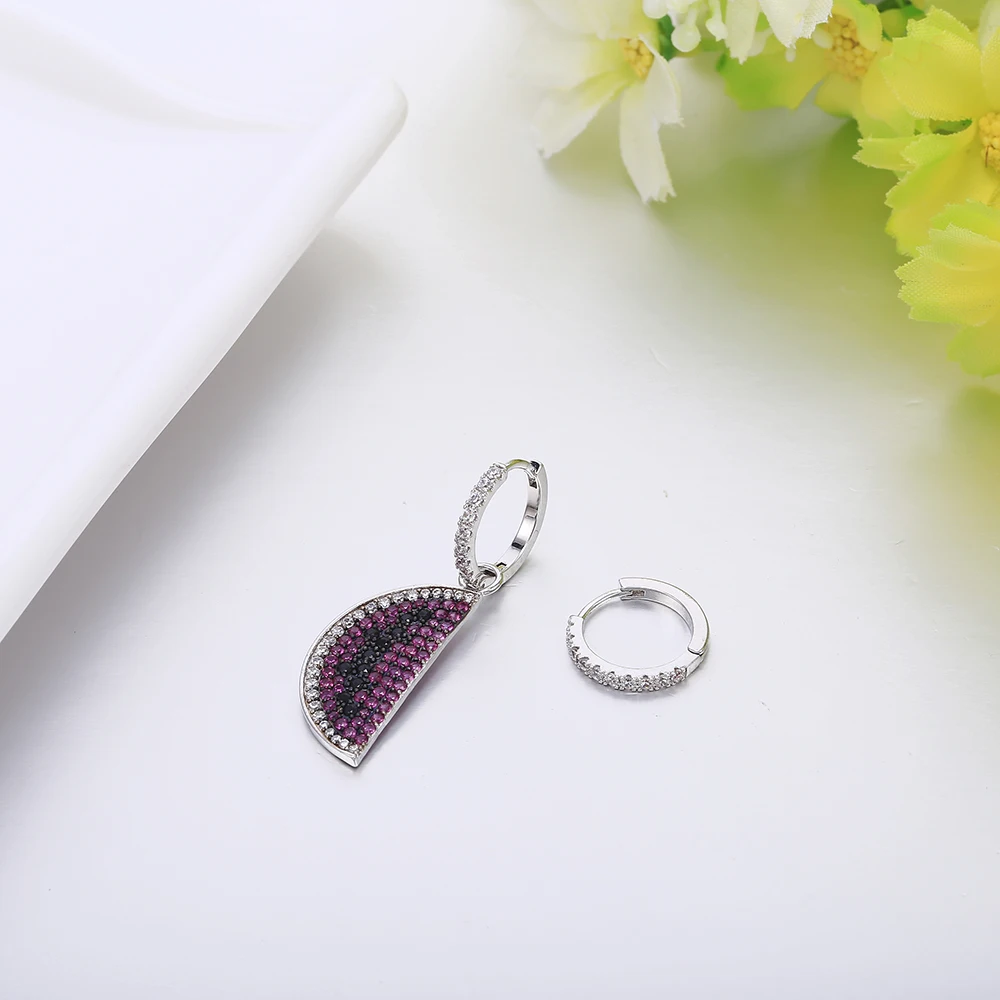 

Colorful Cubic Zirconia Watermelon Drop Earring For Women Fashion Jewelry Female Statement Asymmetry Earrings Party Gift Brincos