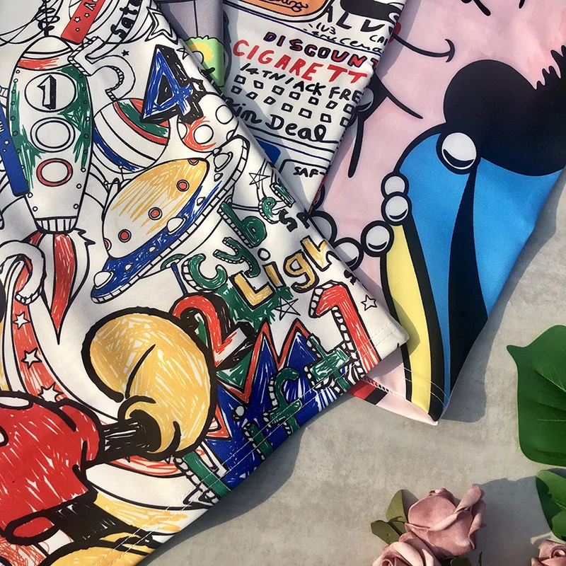 

Graffiti Cartoon Print One-step Pencil Skirt Women Summer Autumn
