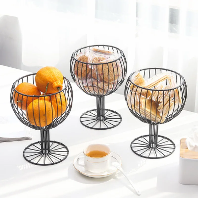 Wine glass shaped fruit plate Hollow party snack trays Dessert decoration rack kitchen metal Storage Baskets Organizer | Дом и сад