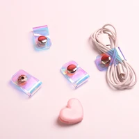 10pcs laser portable data cable storage buckle personality cable tie button finishing set buckle headphone winder
