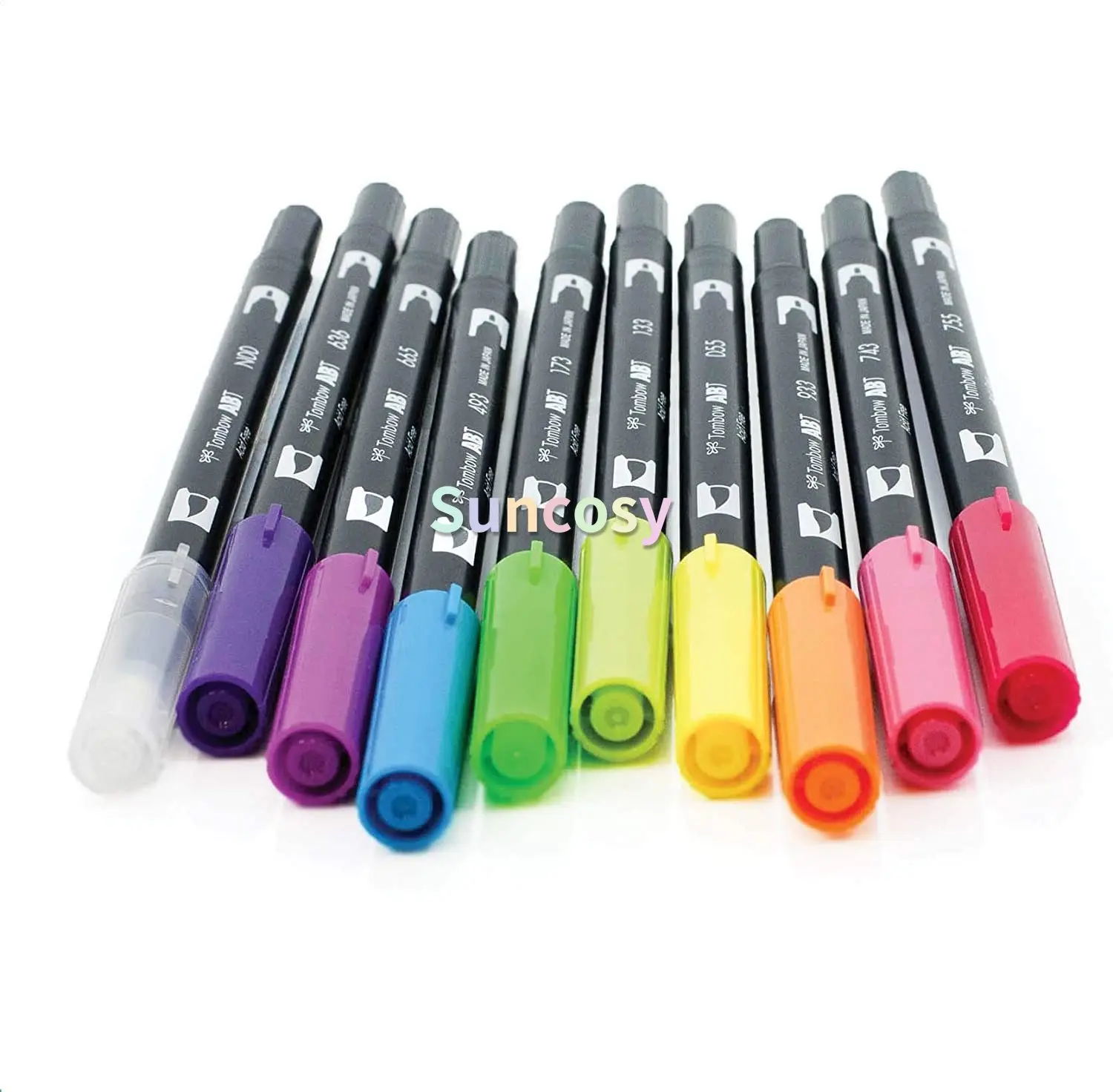 Пенный маркер. Tombow Dual Brush Pen. Фломастеры с пузырьками. 10 Markers. Very Bright Markers.