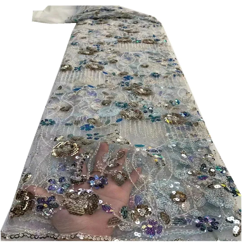 

New African Sequins Lace Fabric Embroidered Nigerian Wedding Lace Fabric 2021 High Quality Lace French Tulle Lace Fabric XC32256