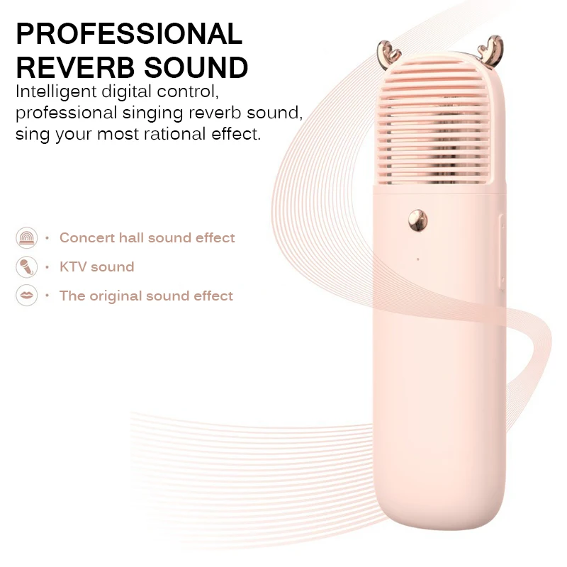 Оригинальный Микрофон розового и белого цветов с 6 режимами смены голоса