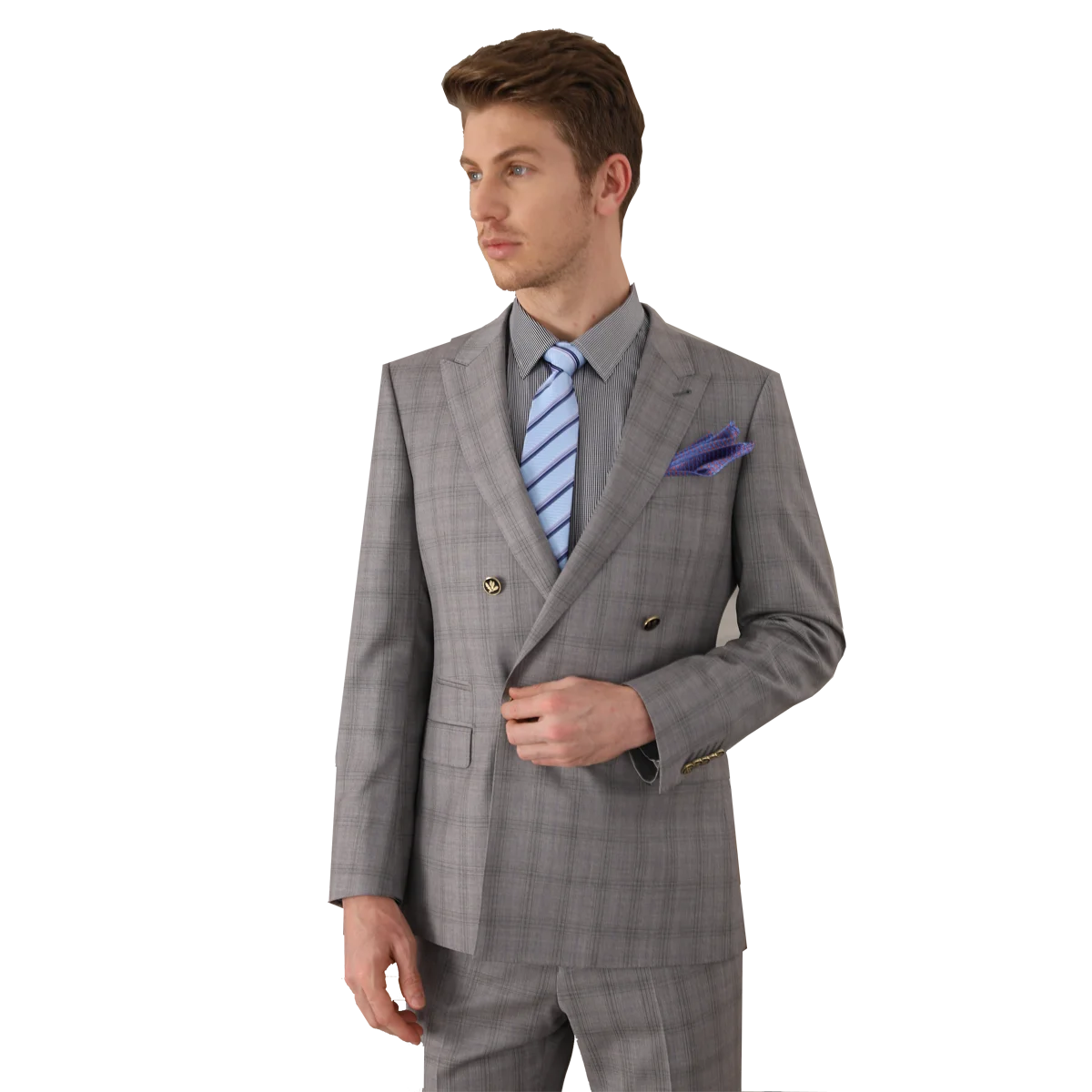 

Tailor-made high quality worsted 150's wool Green and organ check Suit Men double breast reverse collar suit