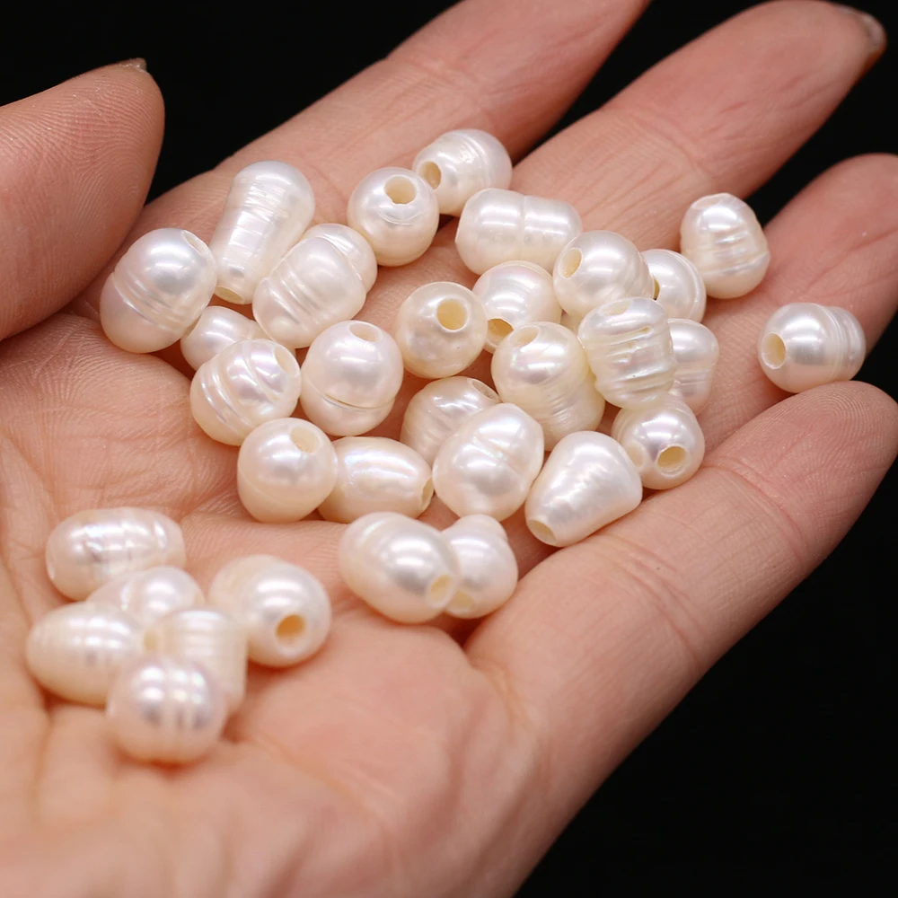 10Pcs Natural Pearl Pendant Rice Bead Big Hole Beads Spacer Loose Pearls For DIY Bracelet Necklace Jewelry Accessories Making | Украшения и