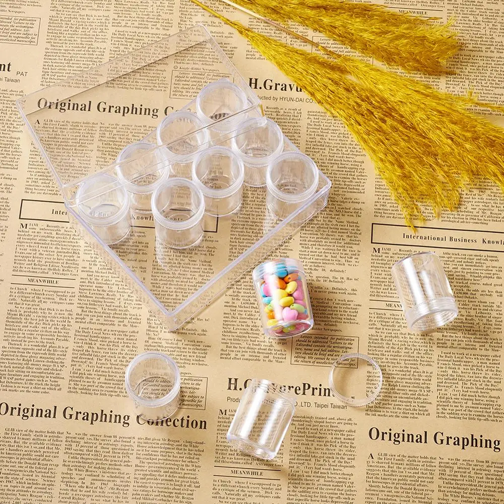 

12pcs/Set Rectangle Clear Plastic Bead Storage Containers Small Round Box Jars Make Up Organizer Boxes Jewelry Accessory
