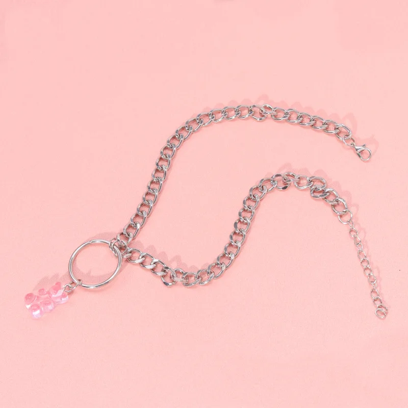 

Handmade Necklace Cute Judy Cartoon Bear Chain Necklaces Candy Color Neck Pendants Women Girl Daily Jewelry Party Gift Wholesale