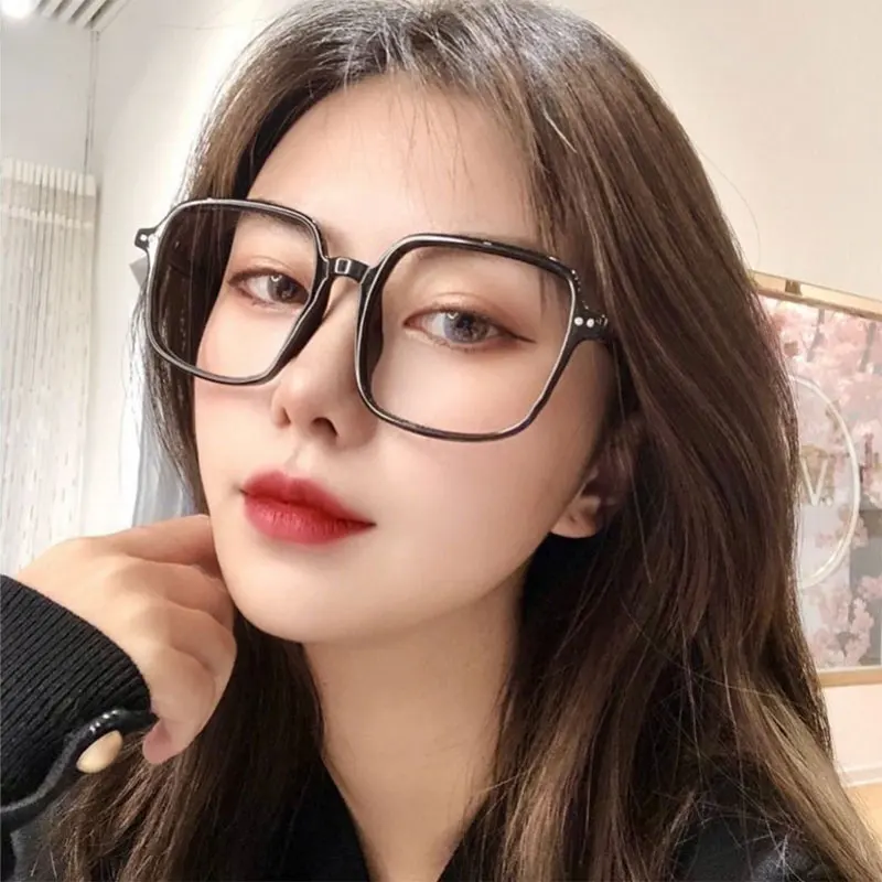 

Anti-Blue Glasses Female Male Ins Round Face Students Black Transparent Without Degrees Trend Can Match Myopia