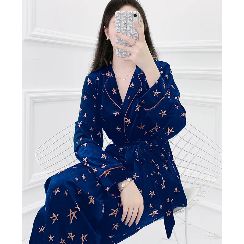 Пижама женская на осень и зиму Новый Кардиган с длинным рукавом женские пижамные