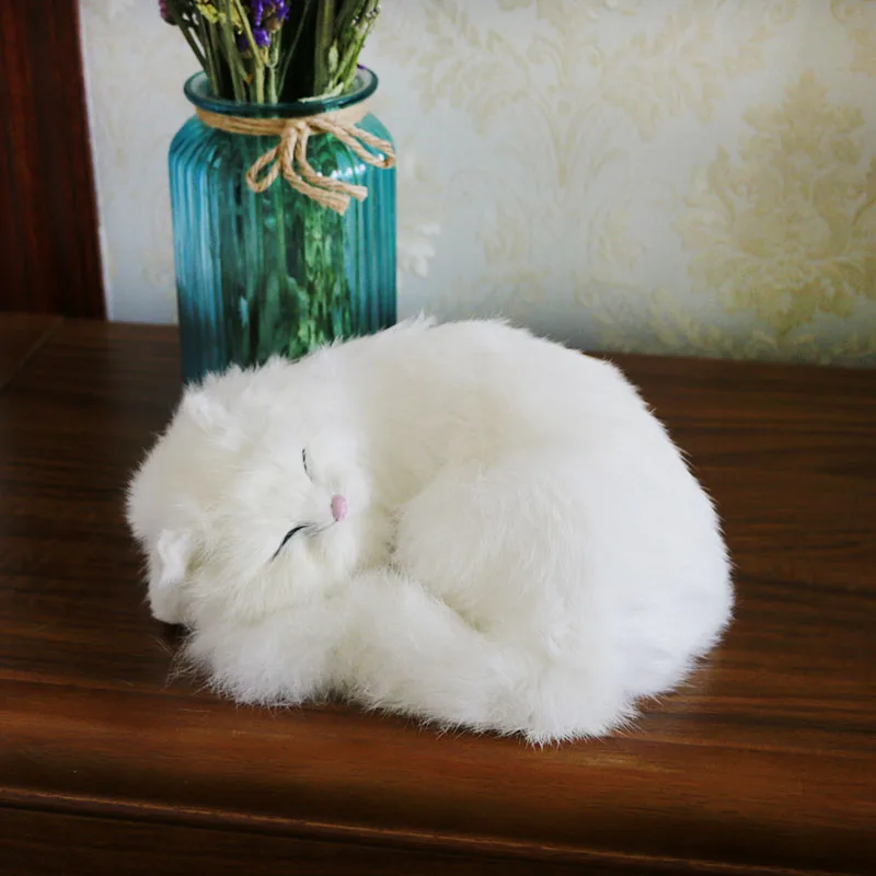 White Имитация симпатичного кота большая белая меховая кошка кукла Спящая кошка плюшевая игрушка детский подарок пара подарок украшение дома фотографии реквизит - Цвет: White