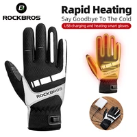 rockbros cycling gloves motorcycle riding hiking snow glove usb electric heated winter glove rechargeable ski gloves touchscreen