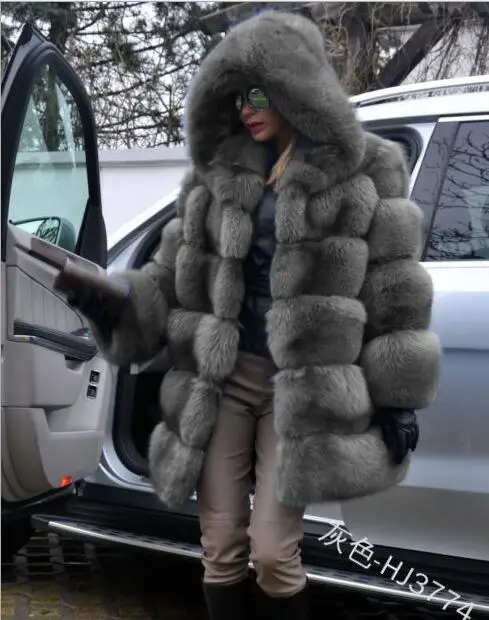 Шуба женская зимняя из искусственного меха свободная шуба средней длины с