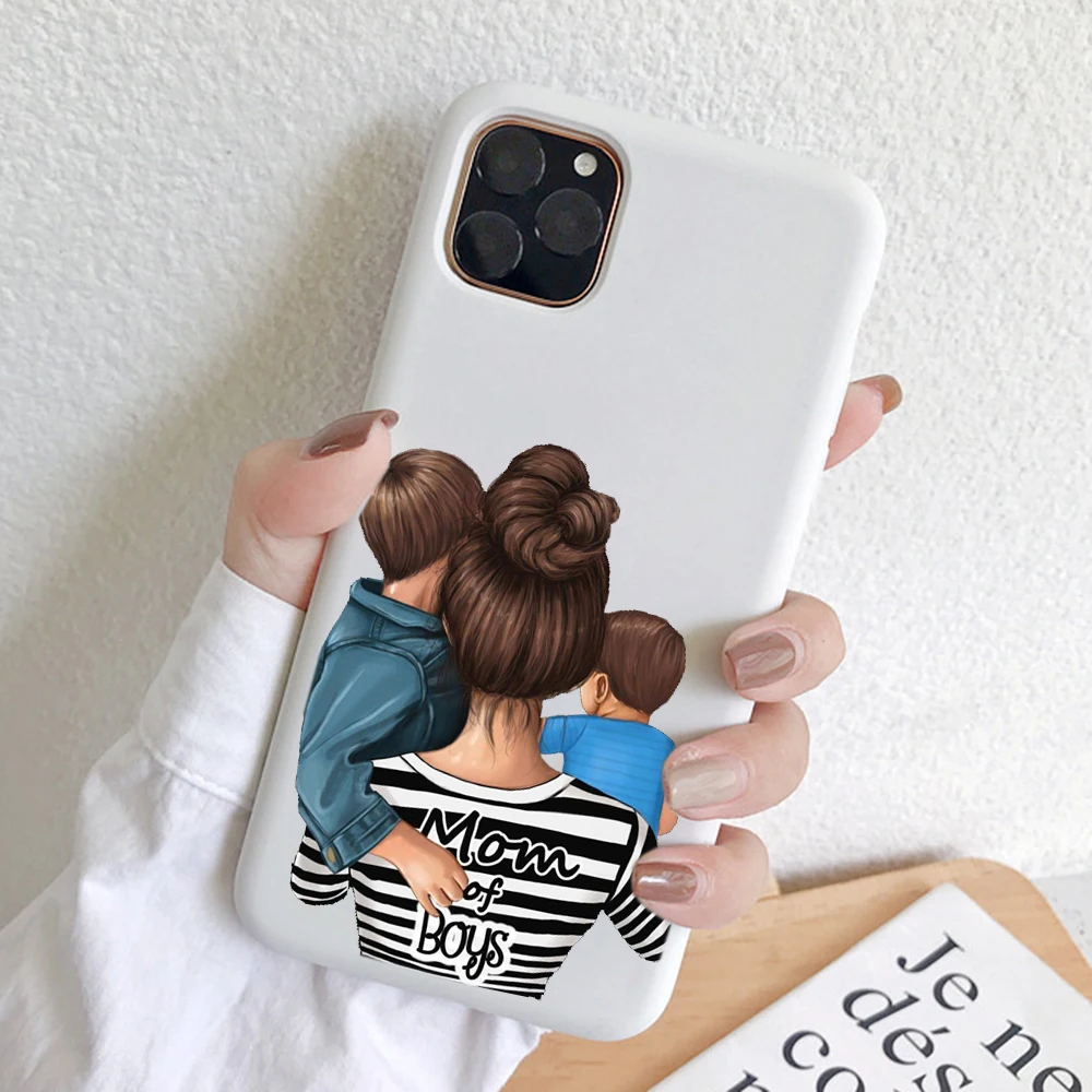 

PUNQZY Cute Baby Super Girl Mom Love Case For iphone 12 11 Pro MAX 7 7s 8 Plus X XR XS 5 5s 6 6s Soft TPU Red LOVE Mother's Day