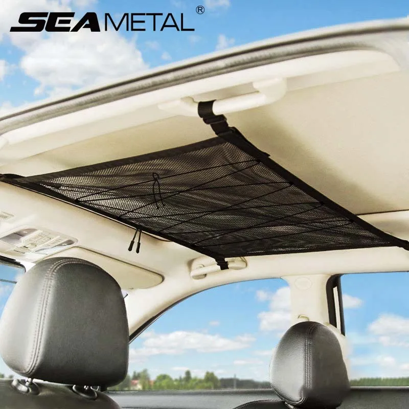 Portable Car Ceiling Storage Net Interior Auto Organizer Mesh Nets Vehicle Bag Cargo Pocket Goods Accessori | Автомобили и