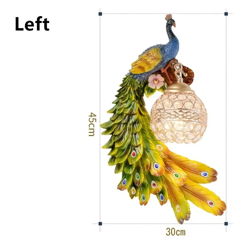 Европейский роскошный настенный светильник богемский цветной Павлин