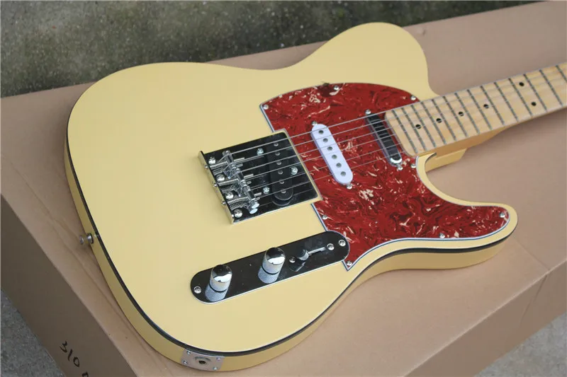 

High quality custom TL electric guitar, maple fingerboard, red guard, yellow body, free delivery