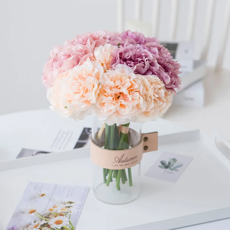 

Fake Flowers Bouquet Artificial Silk Carnation for Wedding Home Party Table Decor