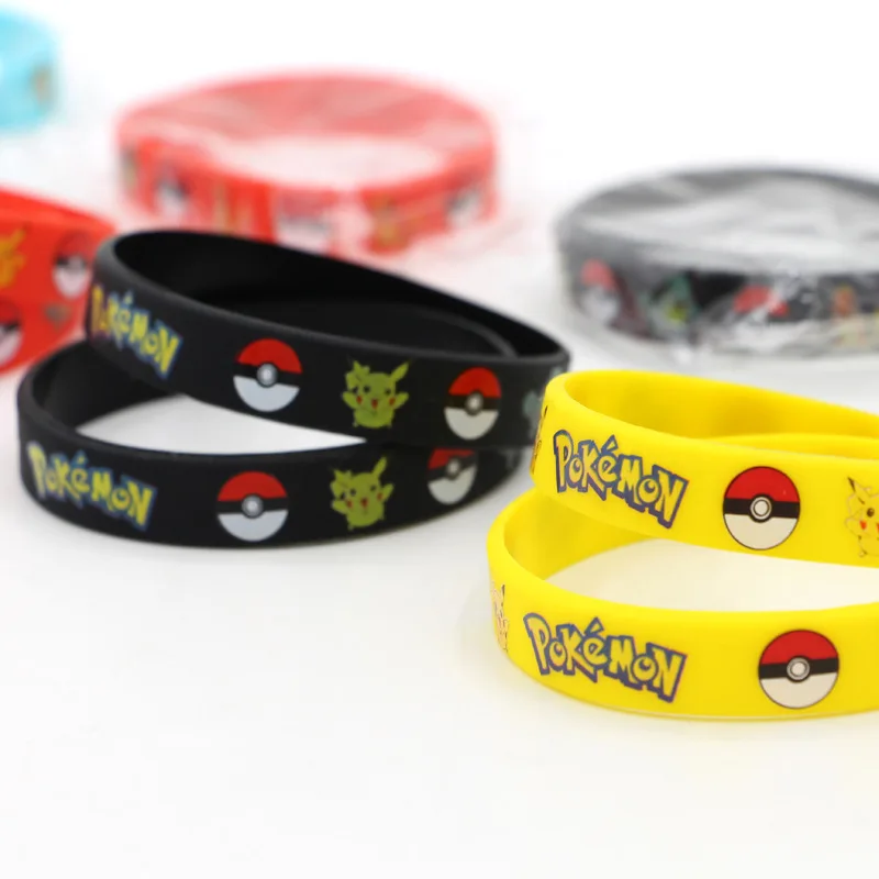 pokemon silicone bracelet pikachu takara tomy kawaii kid cartoon bracelet bracelet print childrens wristband jewelry party gift free global shipping