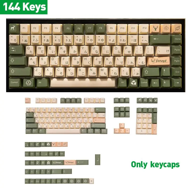 

144 Keys Fairy Forest Keycap Set Japanese Cherry Profile PBT Keycaps for 61/64/68/84/87/96/104/108 keys Mechanical Keyboards