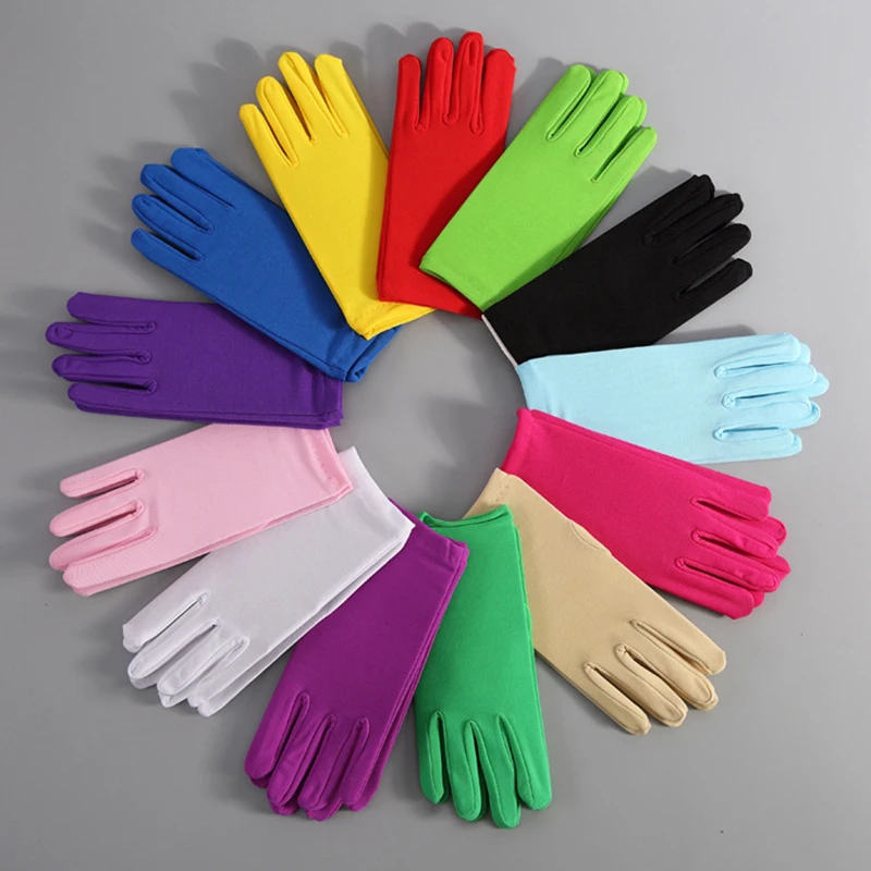 

22cm Sexy Stretchy Elastic Short Finger Gloves Women Lady Bridal Gloves Wedding Drama Show Party Christmas Halloween Daily Wear