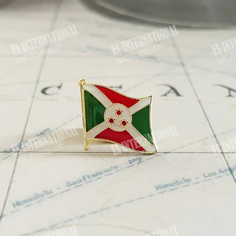 

Burundi National Flag Lapel Pins Crystal Epoxy Metal Enamel Badge Paint Brooch Souvenir Suit personality Commemorative