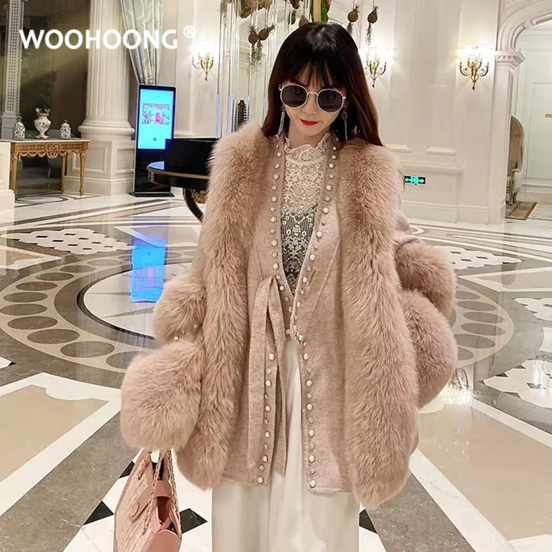 

Winter New Real Fur Fox Fur Coat Woman Natural Fox Jacket Belt Sleeve Stitching Double-faced Wool Fashion Coat Fashion Korean