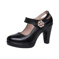 plus size 32 43 block heel platform pumps women shoes 2022 fall high heels shoes ladies mary jane office dance shoe