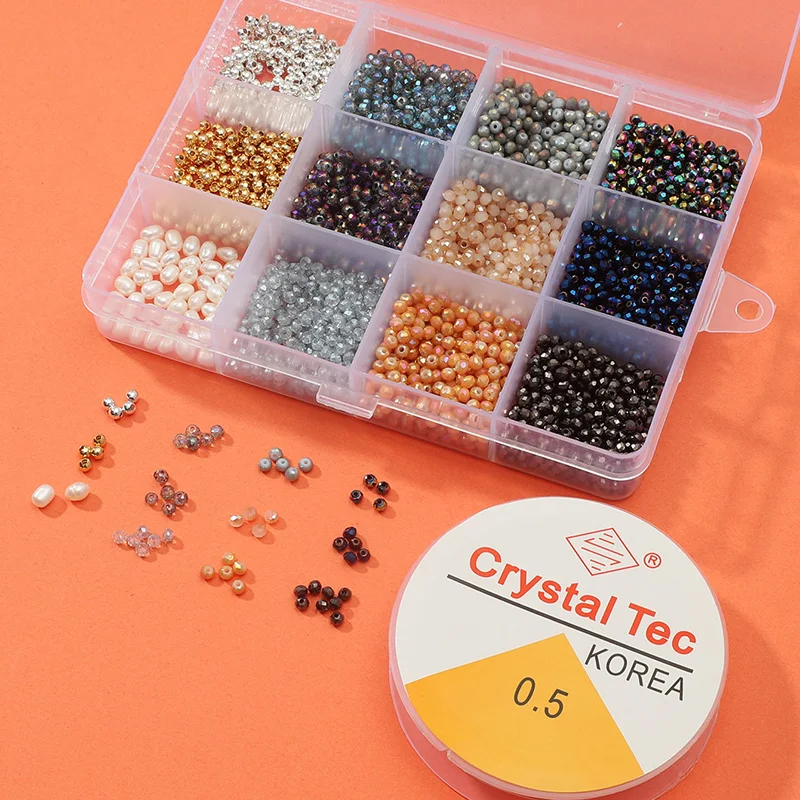 1 Box 2mm Faceted Crystal Rondelle Glass Beads Fresh Water Pearls Metal Beads for Jewelry Making