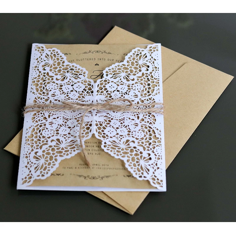 50 шт. Западного ковбоя лазерная резка свадебные приглашения карты с Бесплатная