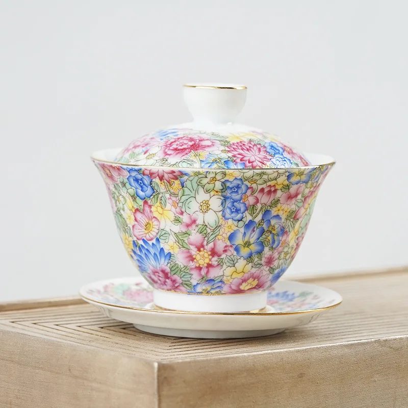 Famille розовый Бампер чехол имитация ручная роспись стейк цветок Высокая белая