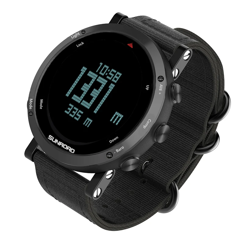 Sunroad men's sport digital barometer altimeter compass pedometer waterproof watch calorie Casual Luminous Stopwatch Wrist watch
