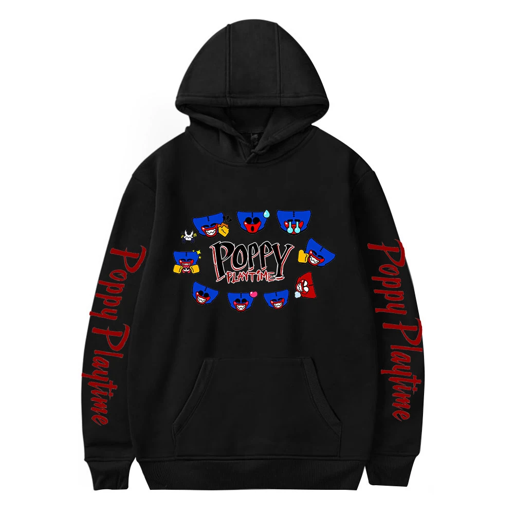 

Poppy Playtime Huggy Wuggy Hoodie kawayi Streetwear Unisex Pullovers Harajuku cute Sweatshirt Autumn Boys Girls Black Outwea