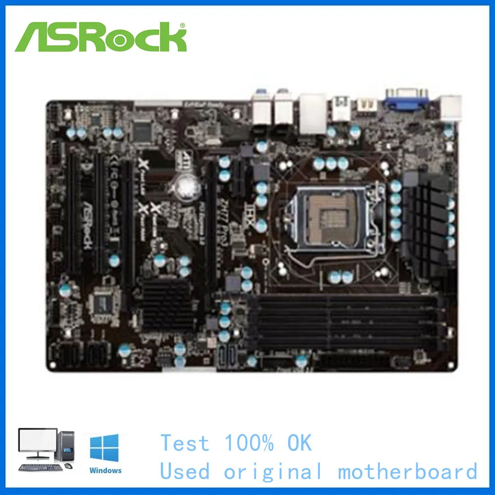 Для ASRock ZH77 Pro3 материнская плата LGA 1155 для Intel H77 б/у USB3.0 SATA II PCI-E X16 - купить по