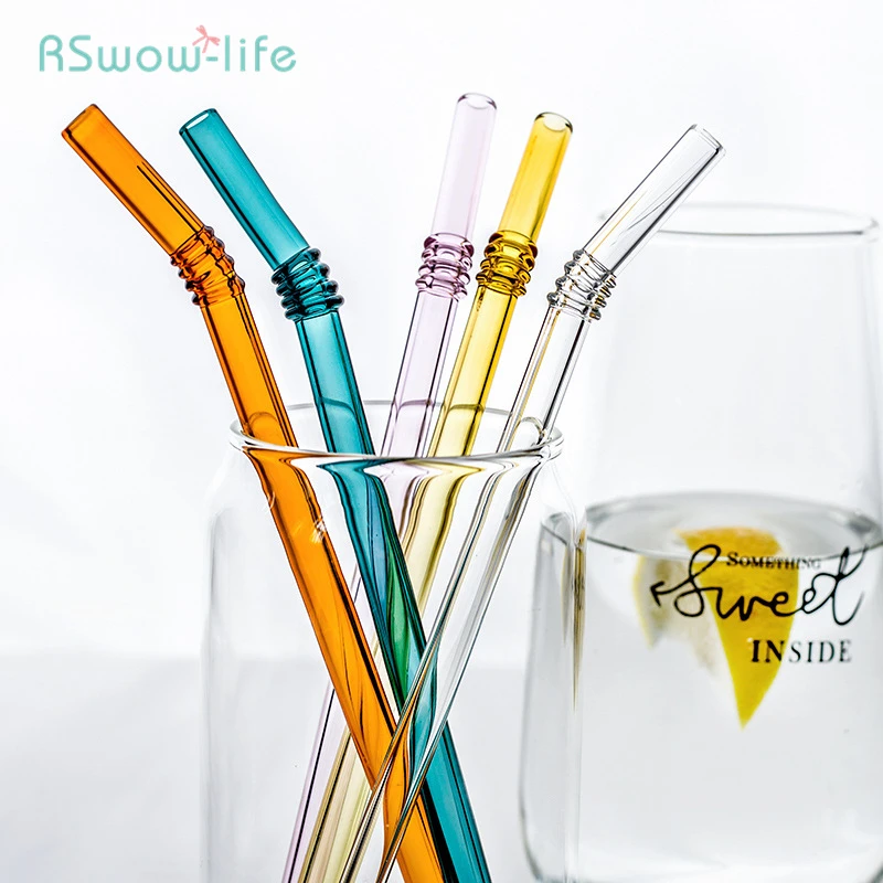 Креативные цветные прозрачные стеклянные соломенные принадлежности соломенная