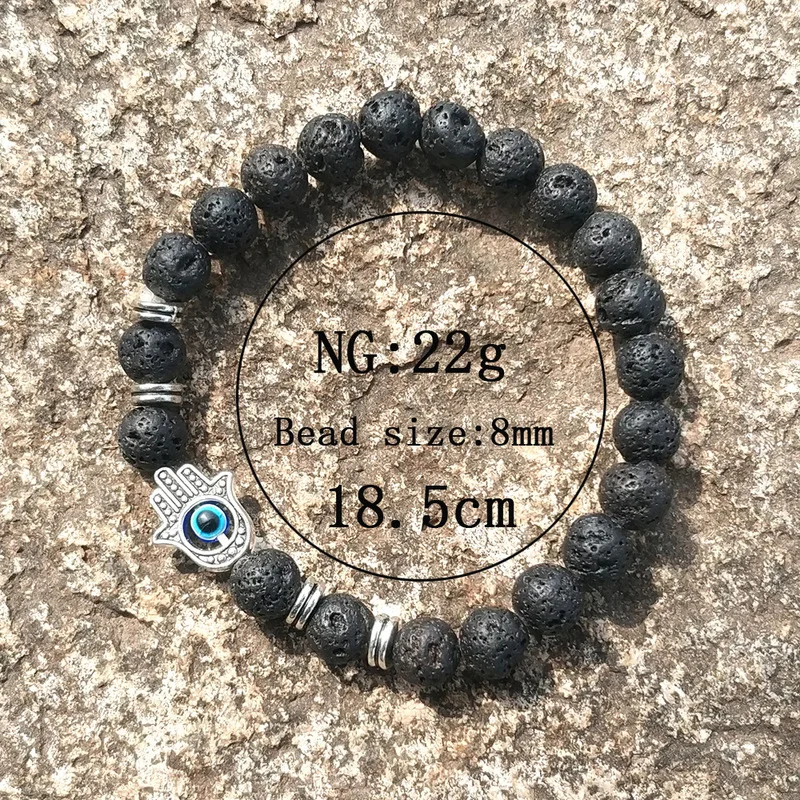 Модные подвески для рук и глаз 8 мм черные лавовые камни бусины браслеты сделай
