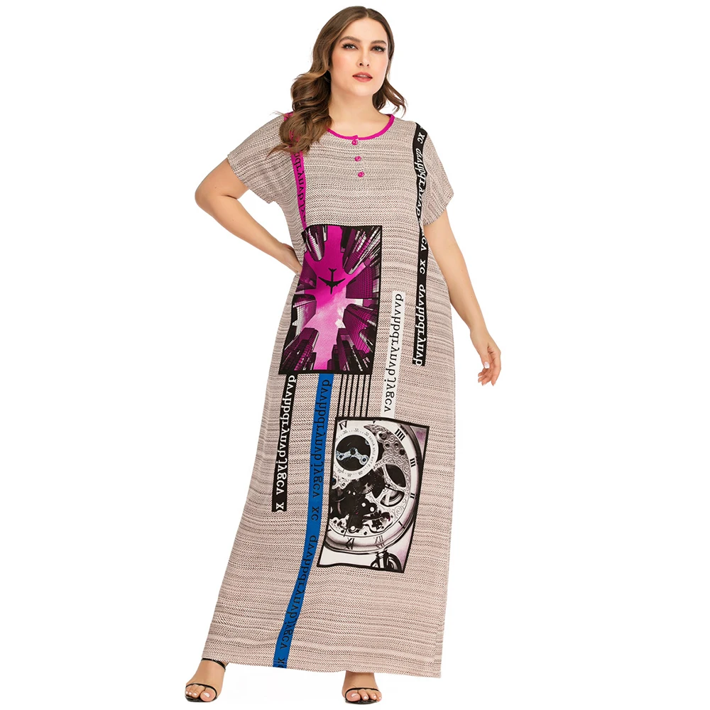 Женское свободное платье Siskakia удобное длинное из вискозы размера плюс с