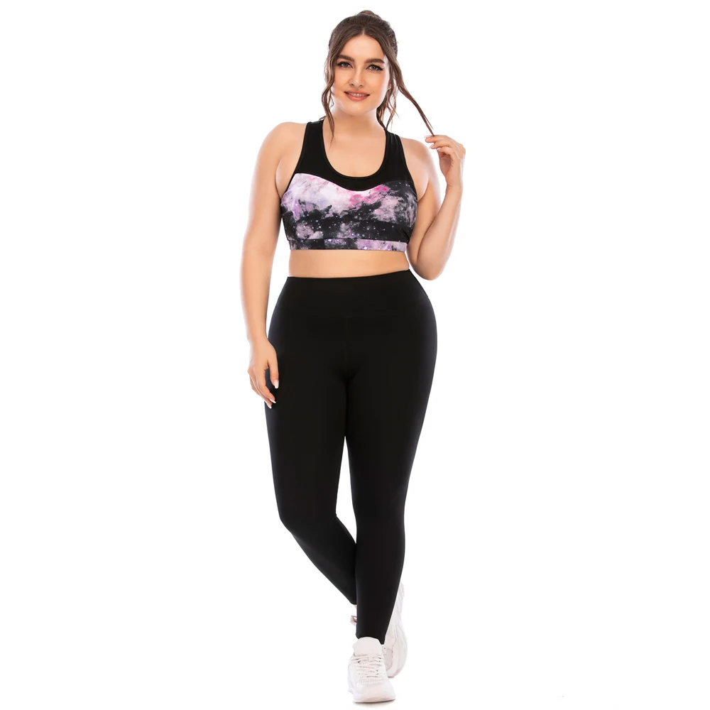 

2021 Plus size Women's Fitness Sport Sets Sportsuit Sportwear Plussize TracksuitRunning Yoga Suits For Female Bra long trouser