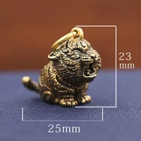 1 pc brass tiger key chains metal diy hangings vintage cute animal figurines car keyrings pendants jewelry gifts accessories