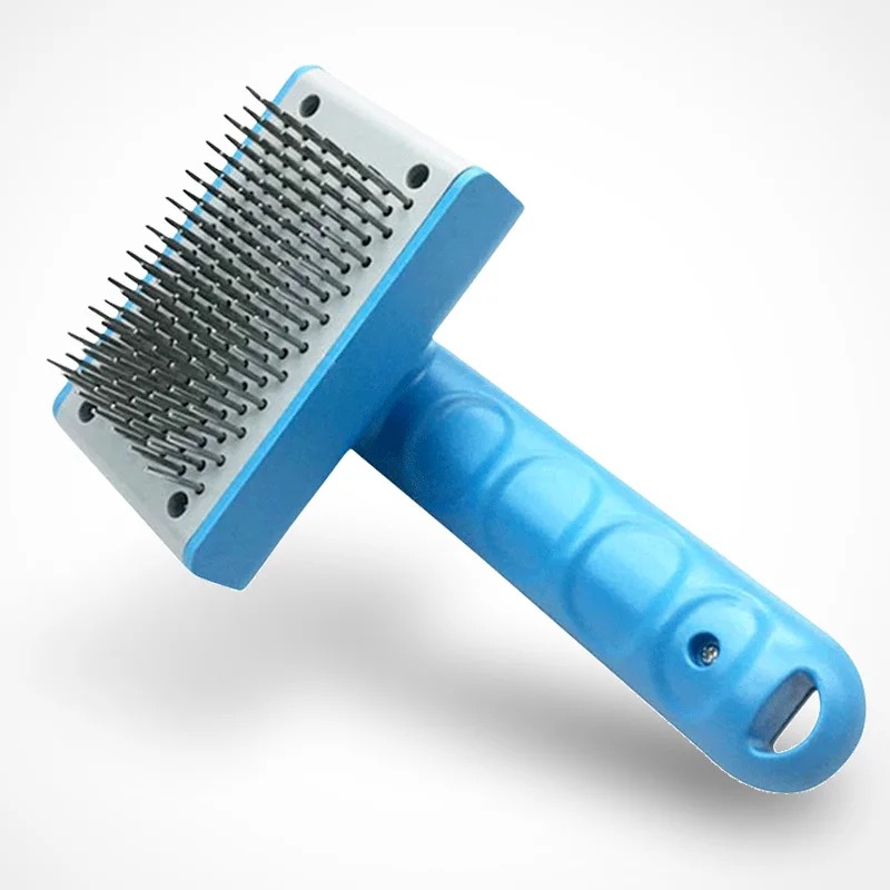 Самоочищающаяся щетка для домашних животных расческа собак синяя игла удаления