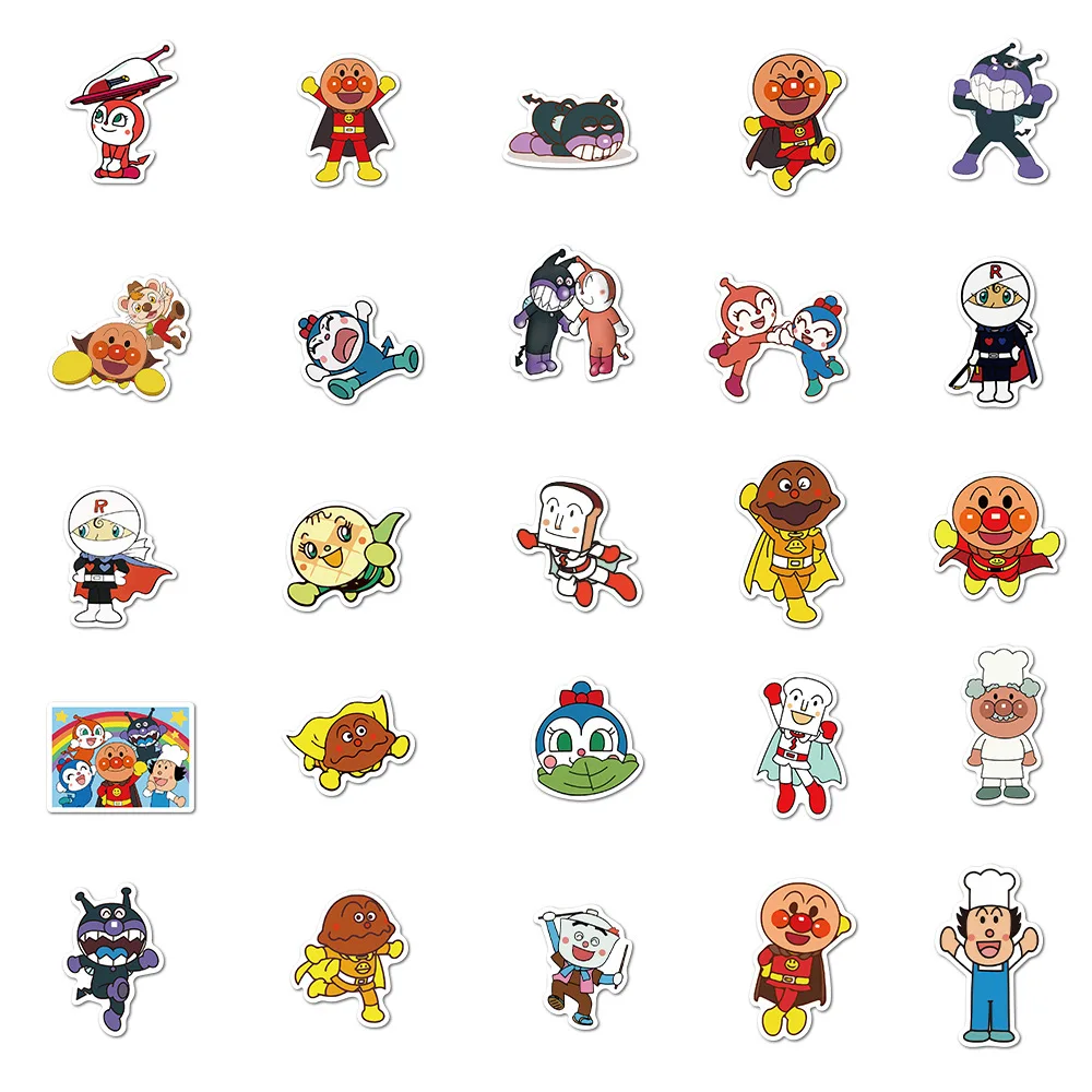 

10/50Pcs/Lot TD ZW Cartoon Anpanman Stickers For Suitcase Skateboard Laptop Fridge Luggage Phone Car Styling DIY Decal Sticker