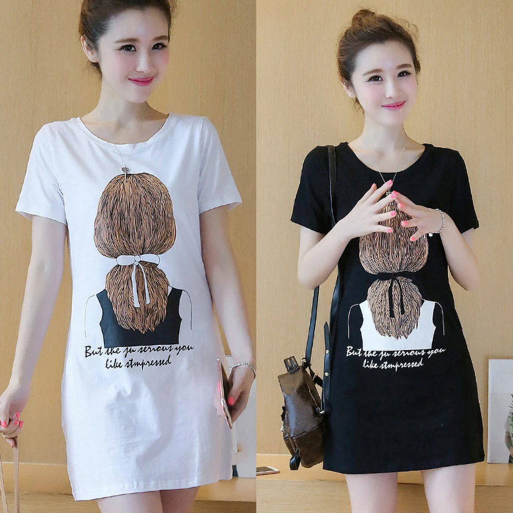Женское длинное платье-футболка с коротким рукавом повседневное дышащее