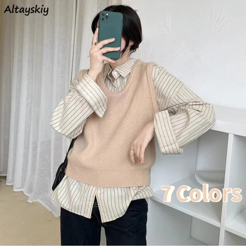 

Женский свитер-жилет с круглым вырезом, 7 цветов