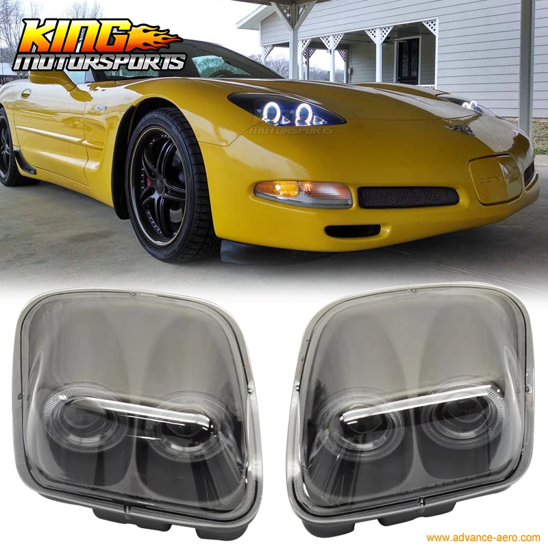 Подходит для 1997-2004 Chevy Corvette C5 фары прожекторная лампа черный двойной светодиодный