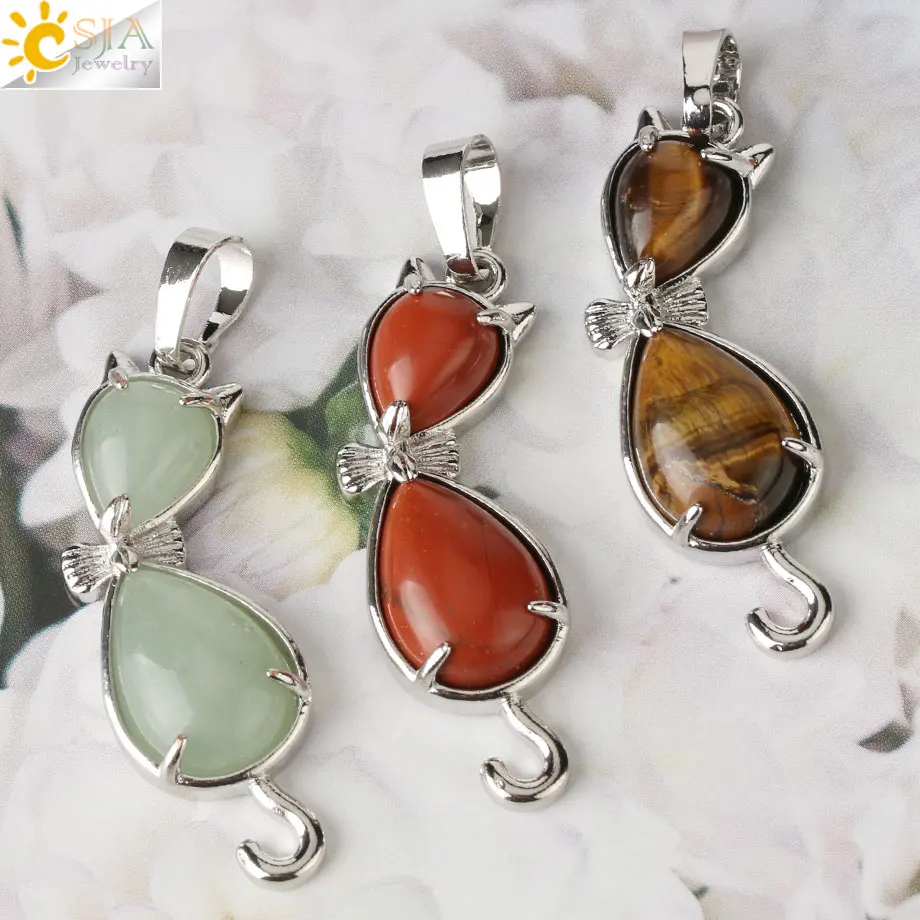 Натуральный камень CSJA кулон в форме капли воды кота исцеляющий розовый с