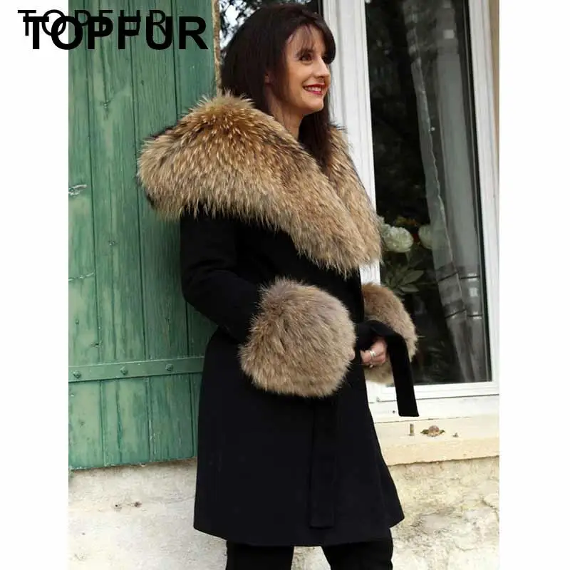 TOPFUR новая кашемировая женская меховая куртка осень зима из натурального меха