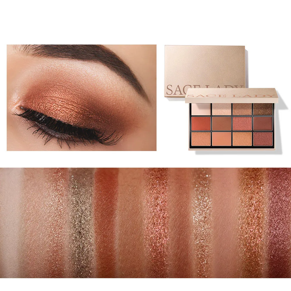 

12 Colors Eyeshadow Palette Matte Pearlescent High Coloring Long-Lasting Non-Smudge Makeup Palette